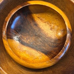 Brown Wooden Serveware Bowl with Natural Grain